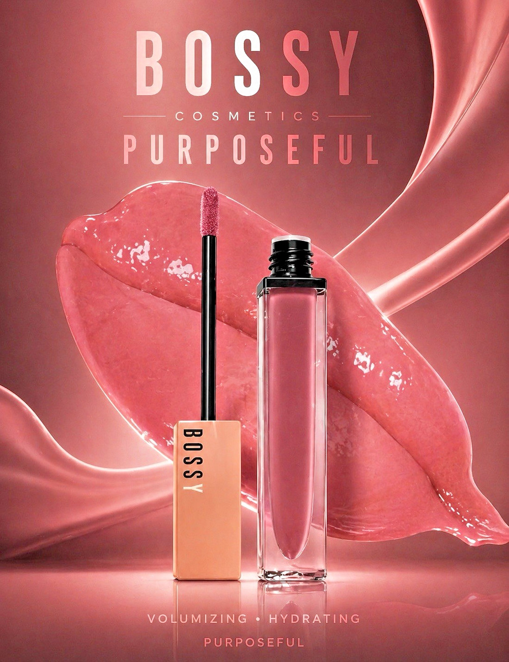 Bossy Cosmetics PURPOSEFUL Lip Gloss Plumping Lilac Hydrating Shine Vegan 0.20oz
